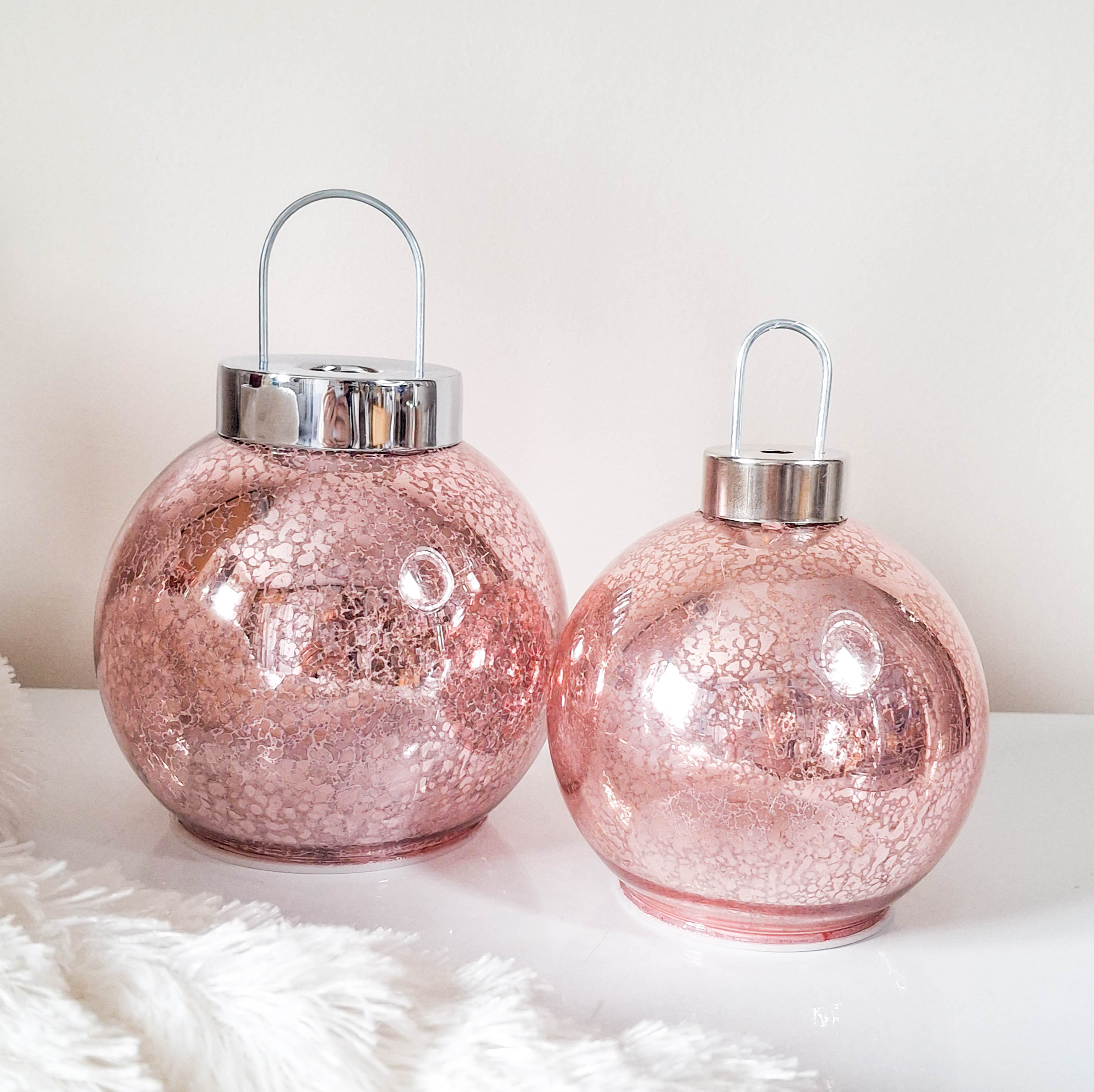 Pink Mercury Glass LED Bauble
