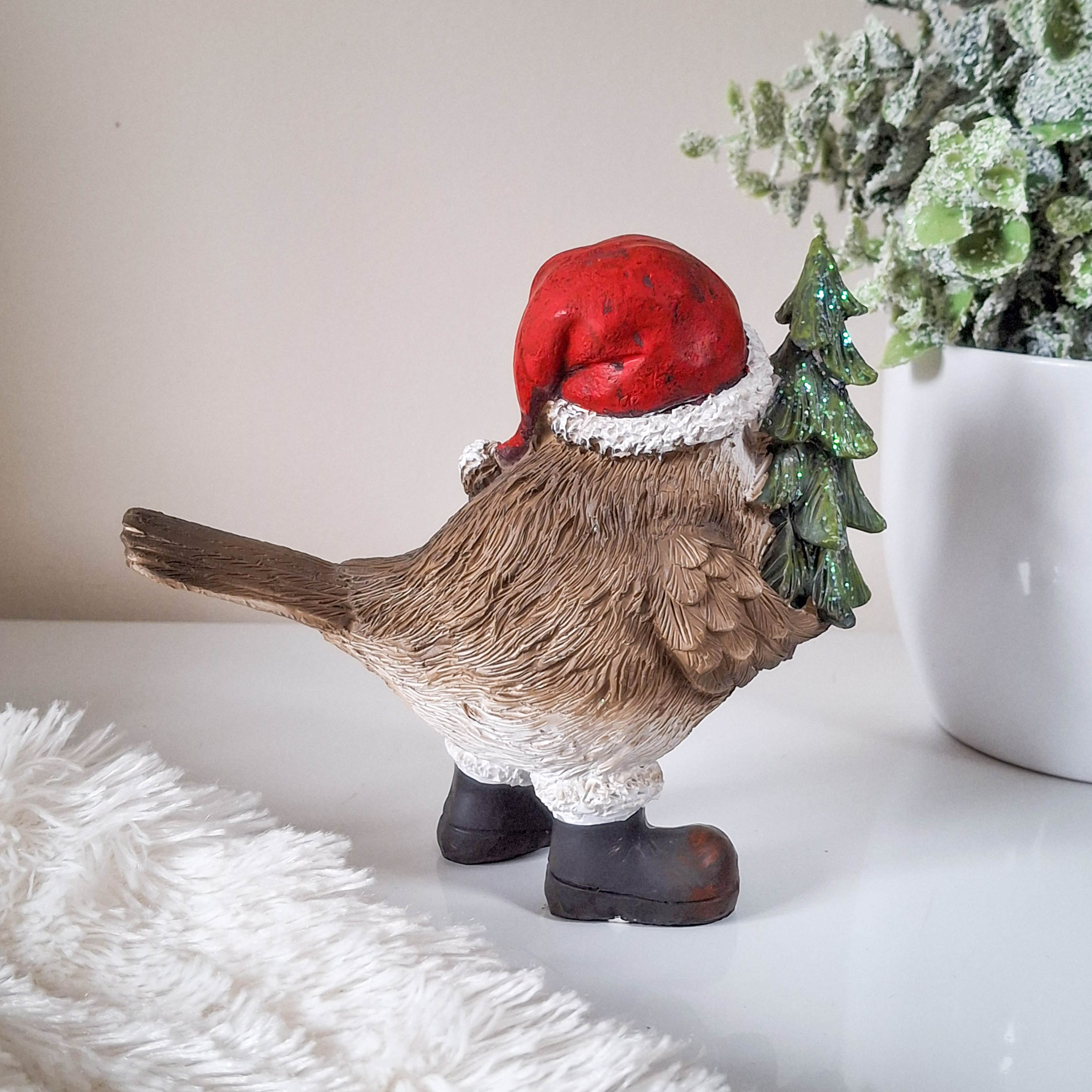 Christmas Robin Holding Tree