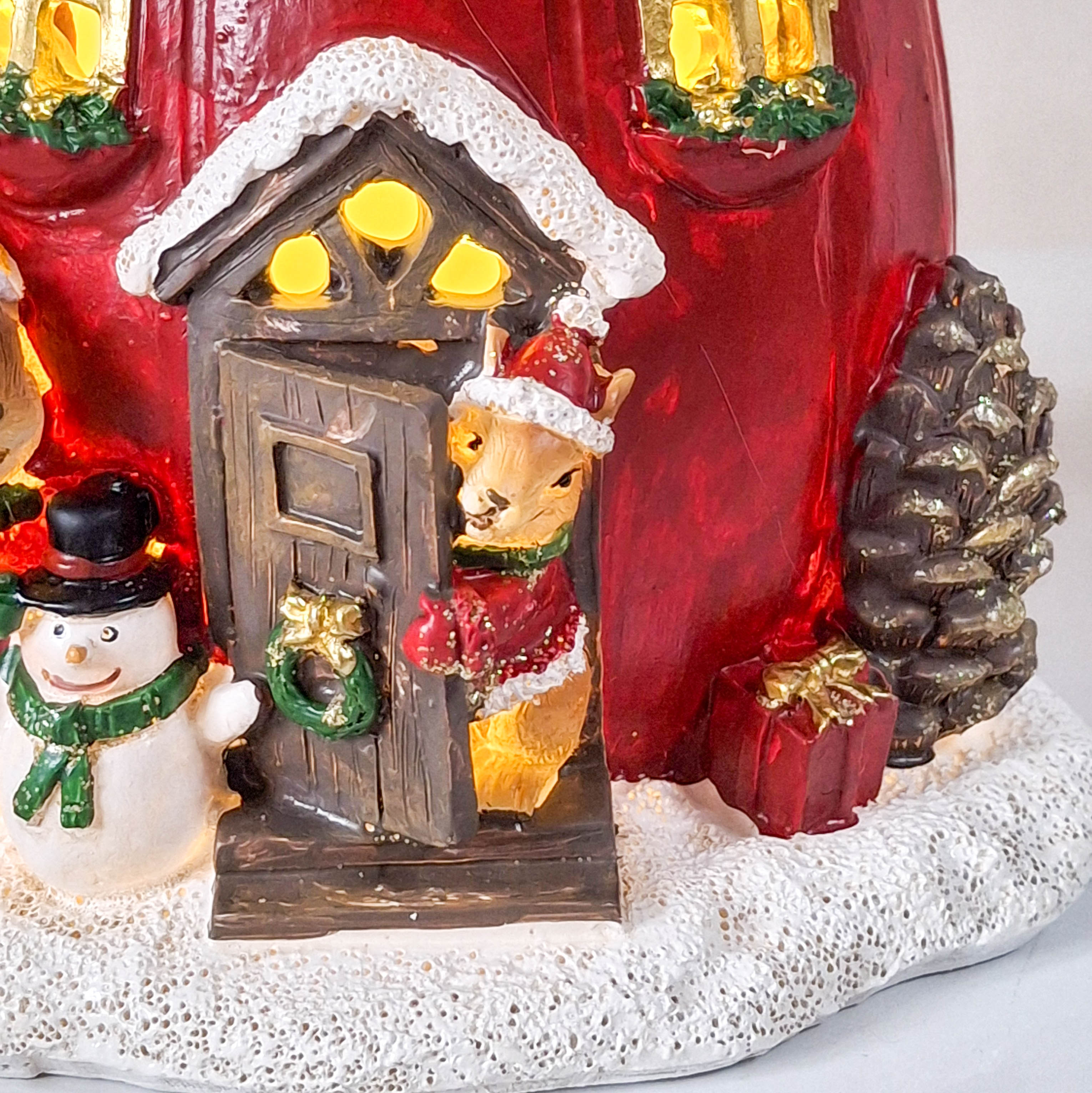 Red Christmas House with Squirrels
