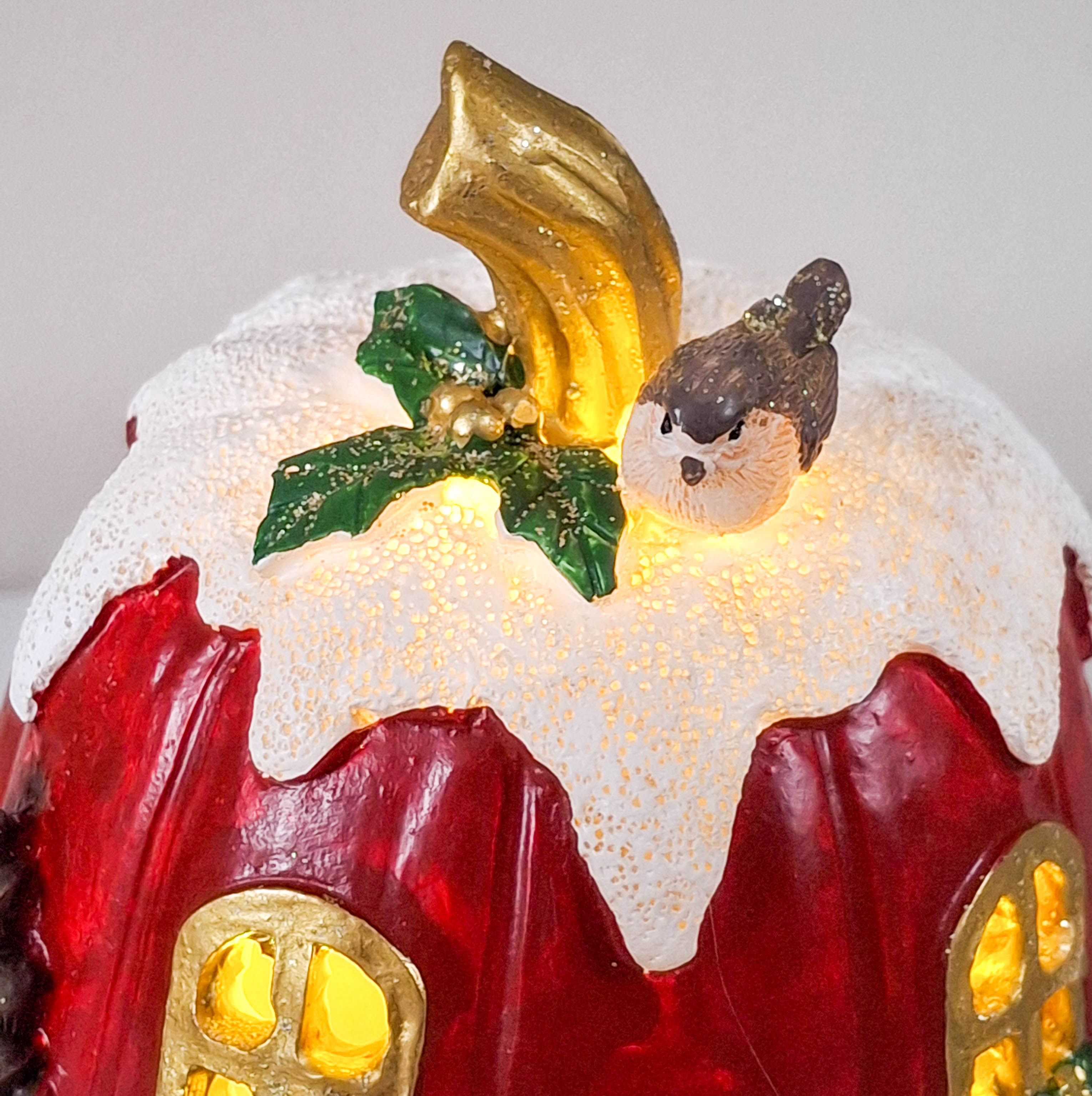 Red Christmas House with Squirrels