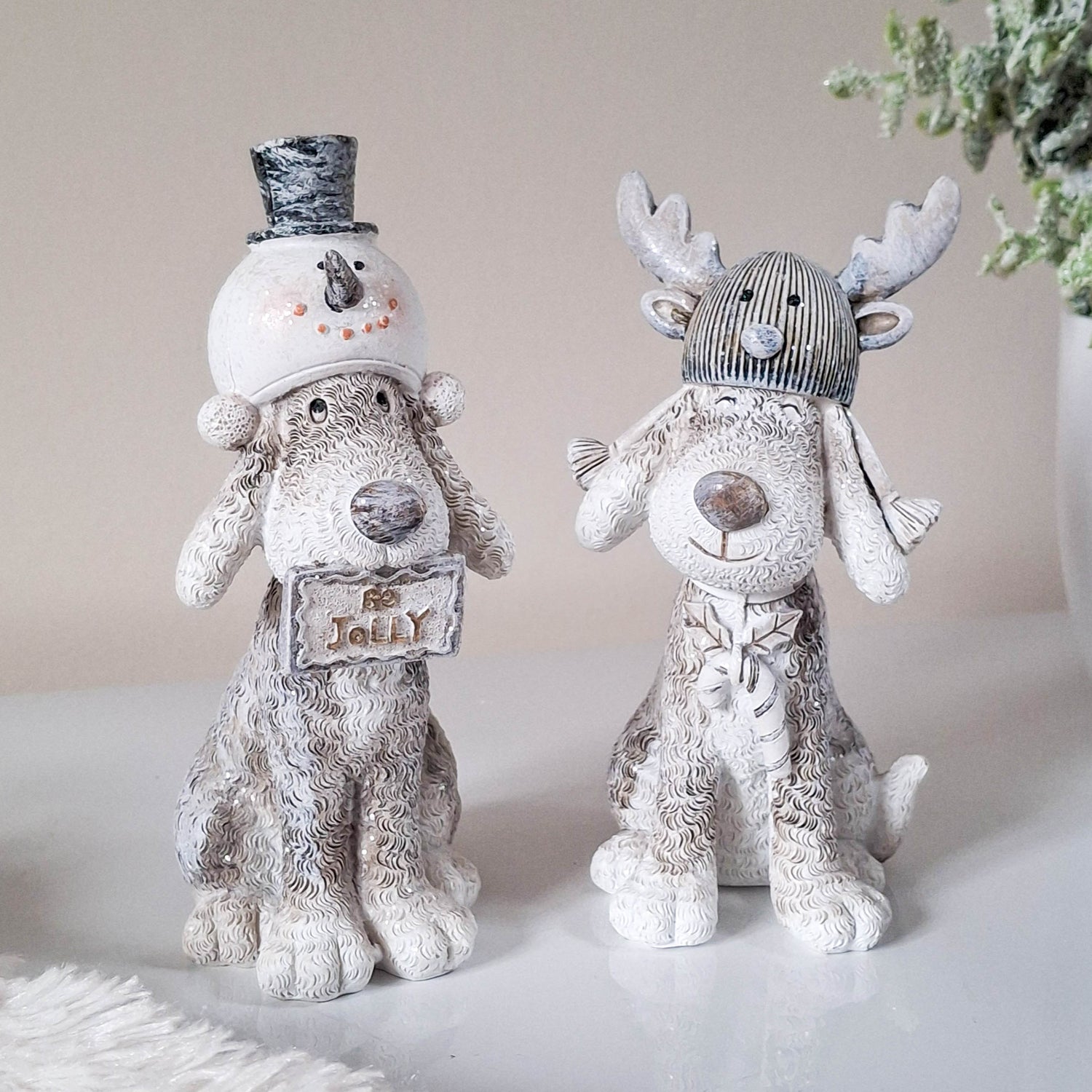 Sitting Christmas Dog with Hat