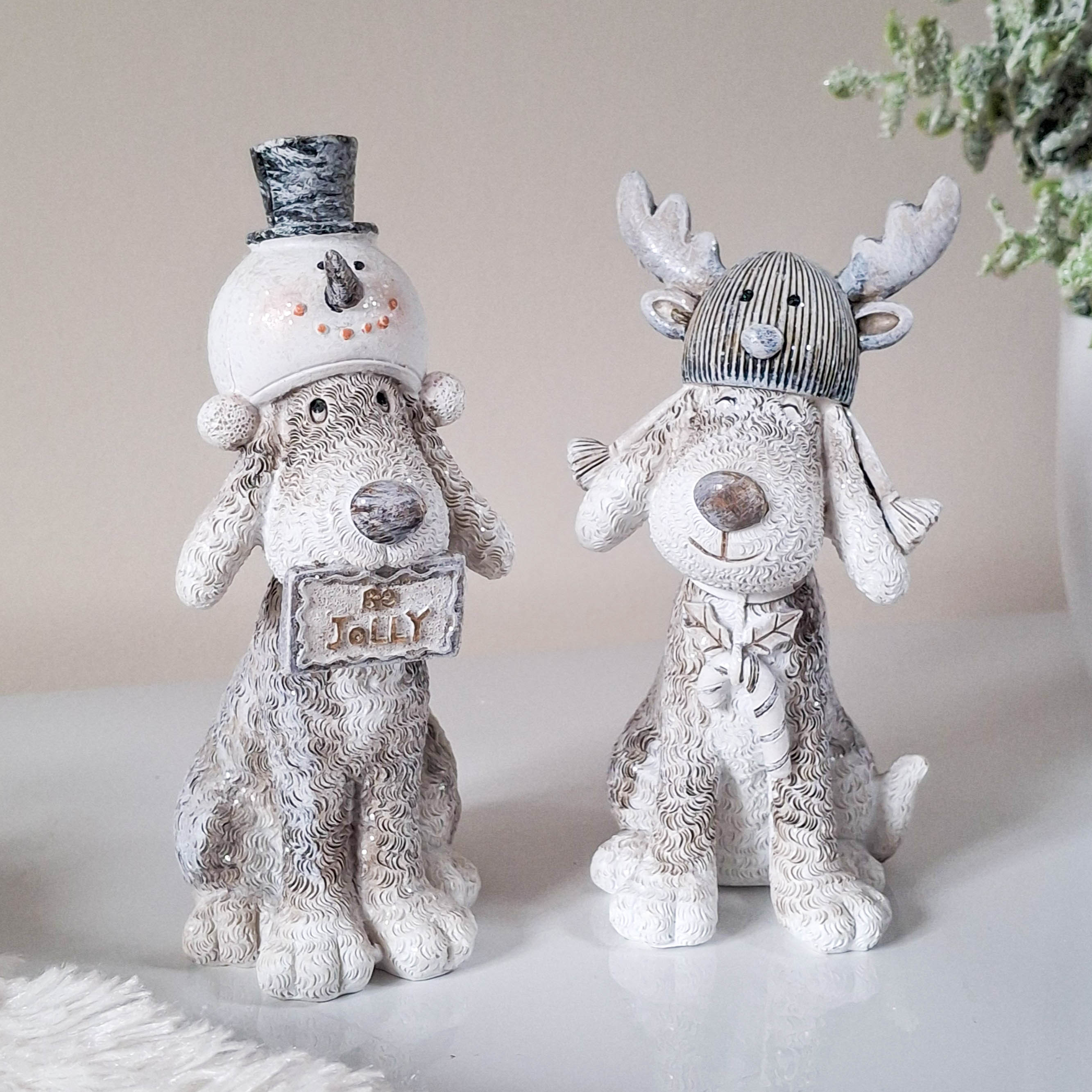 Sitting Christmas Dog with Hat