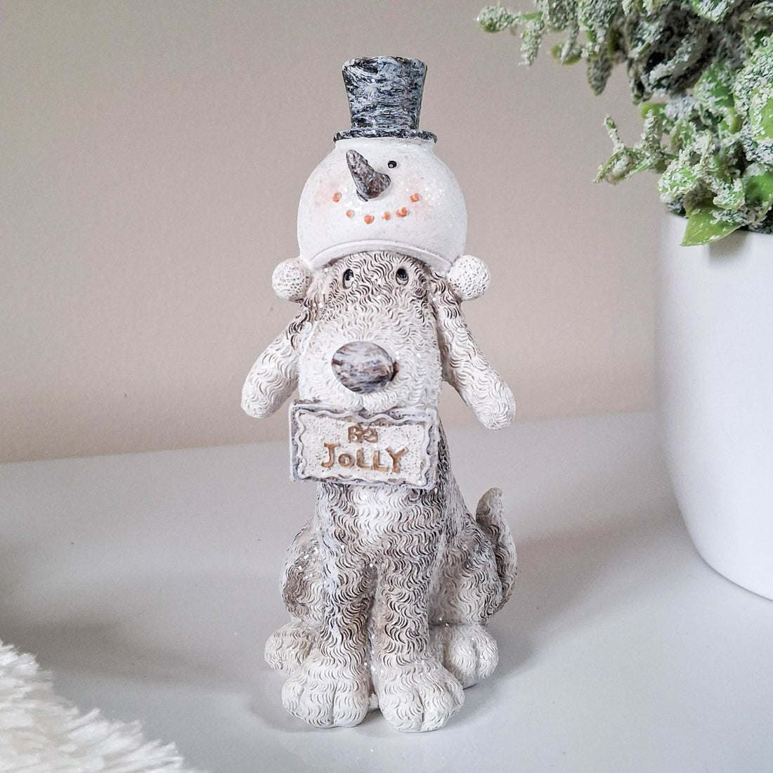 Sitting Christmas Dog with Hat