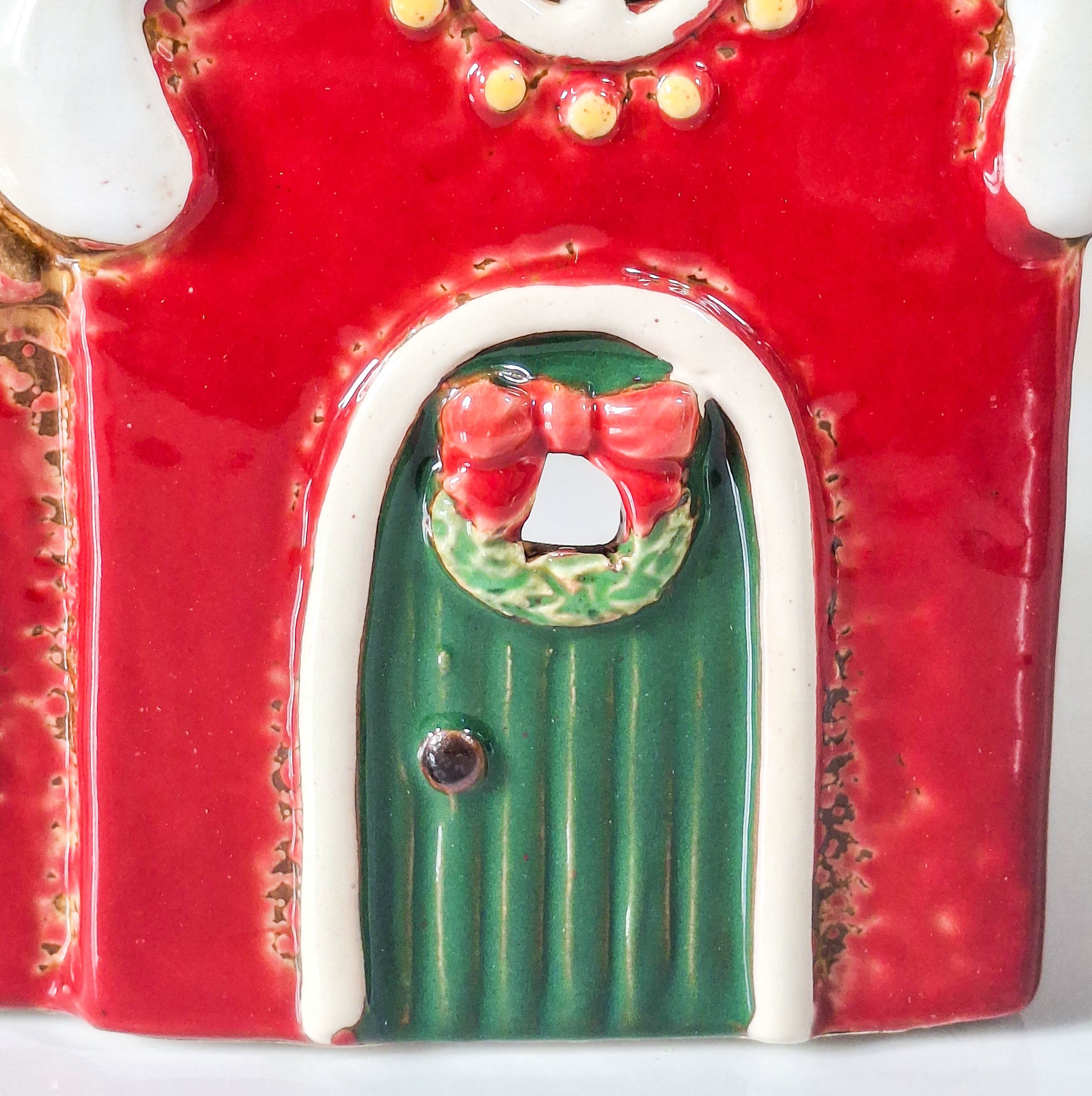 Red Ceramic Christmas Tealight House