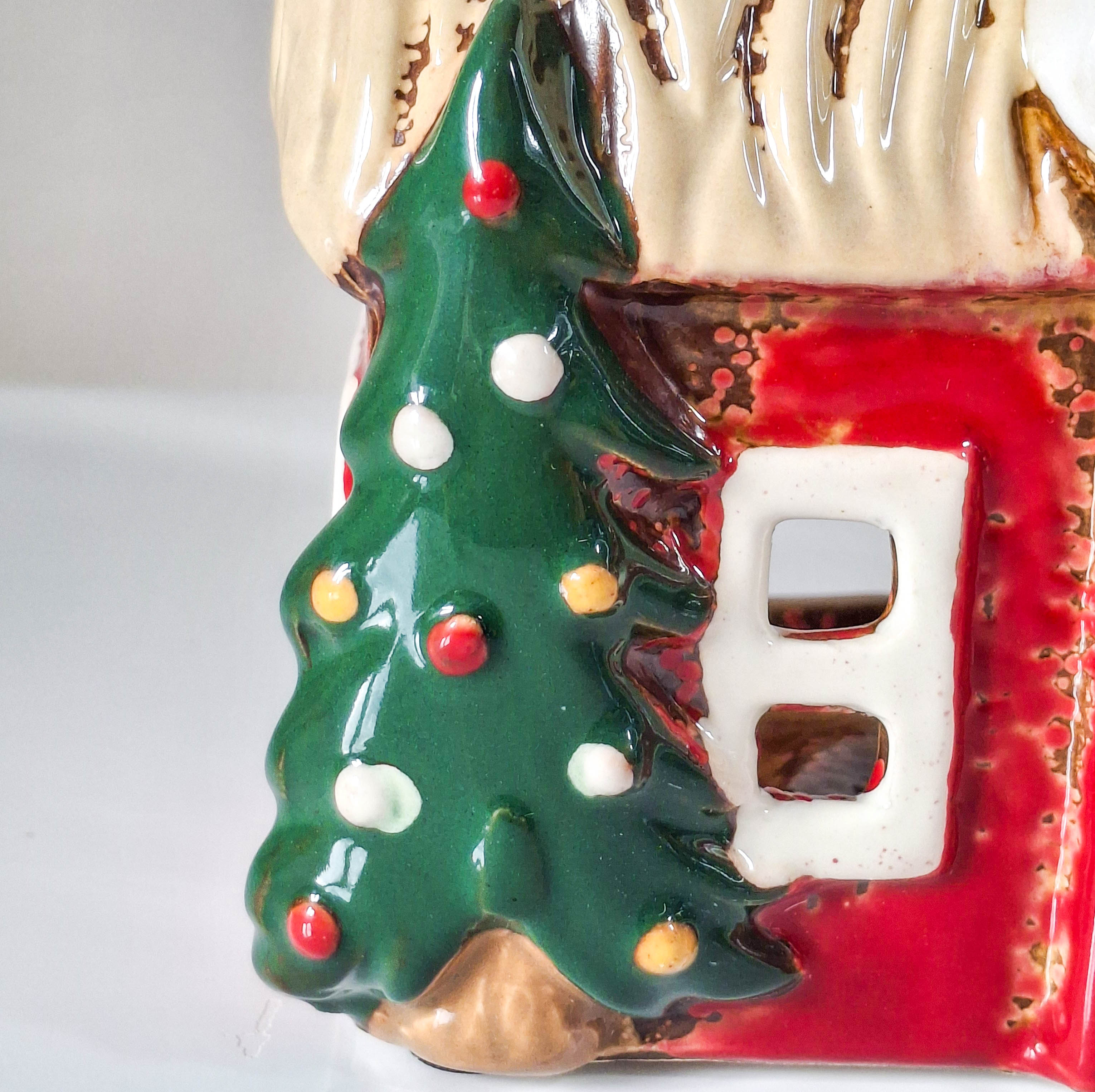 Red Ceramic Christmas Tealight House
