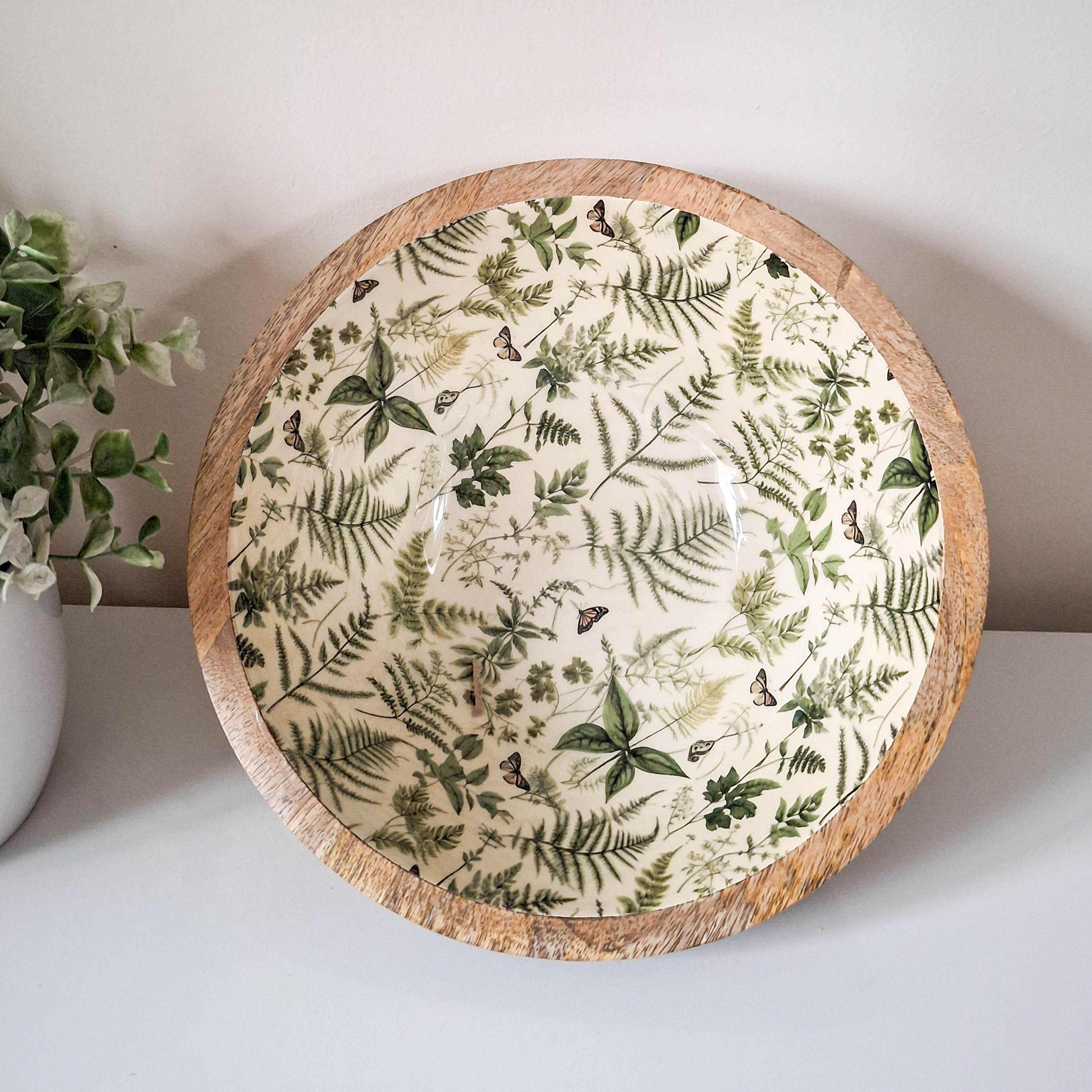 Fern Print Mango Wood Bowl