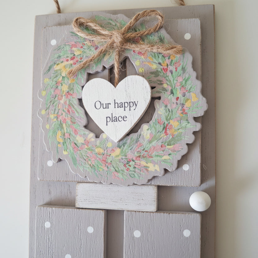Our Happy Place Door Shaped Plaque