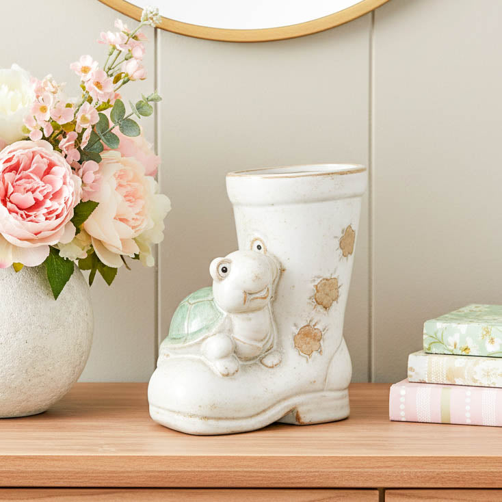 Rustic Tortoise Wellington Boot Plant Pot