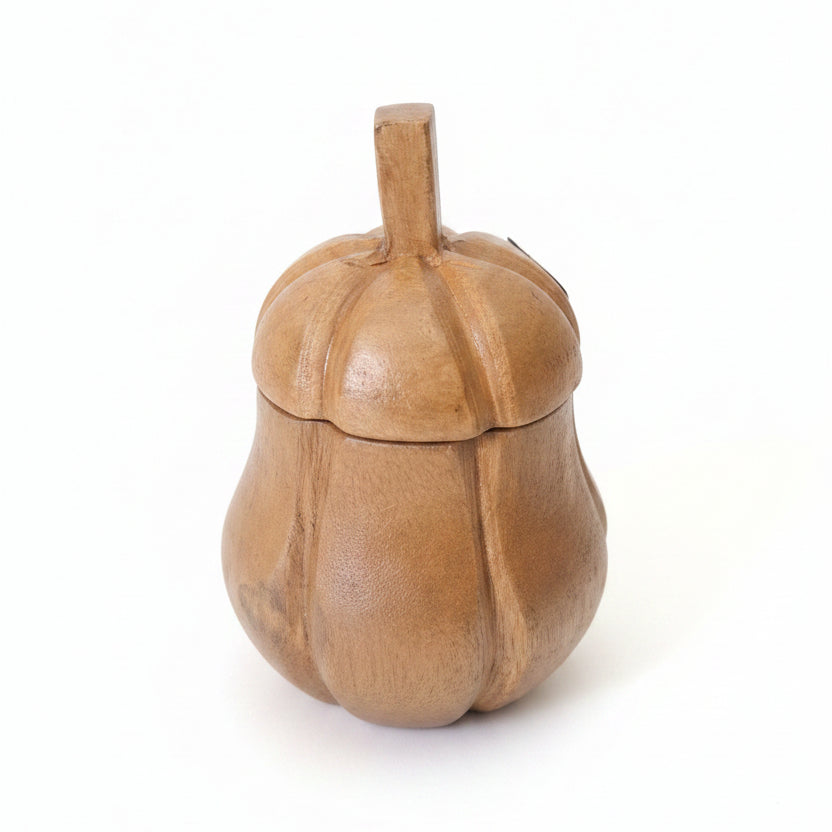 Mango Wood Pumpkin Storage Pot