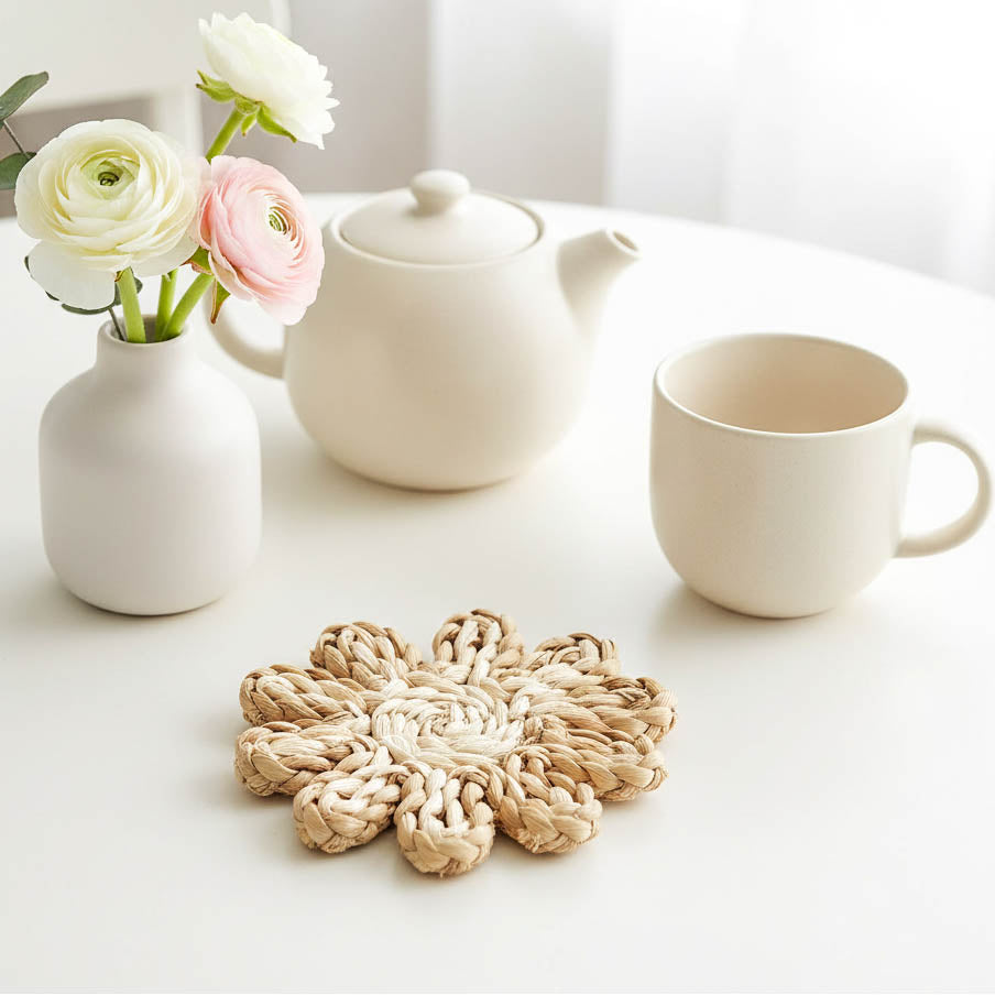 Natural Corn Husk Coaster Set of 2