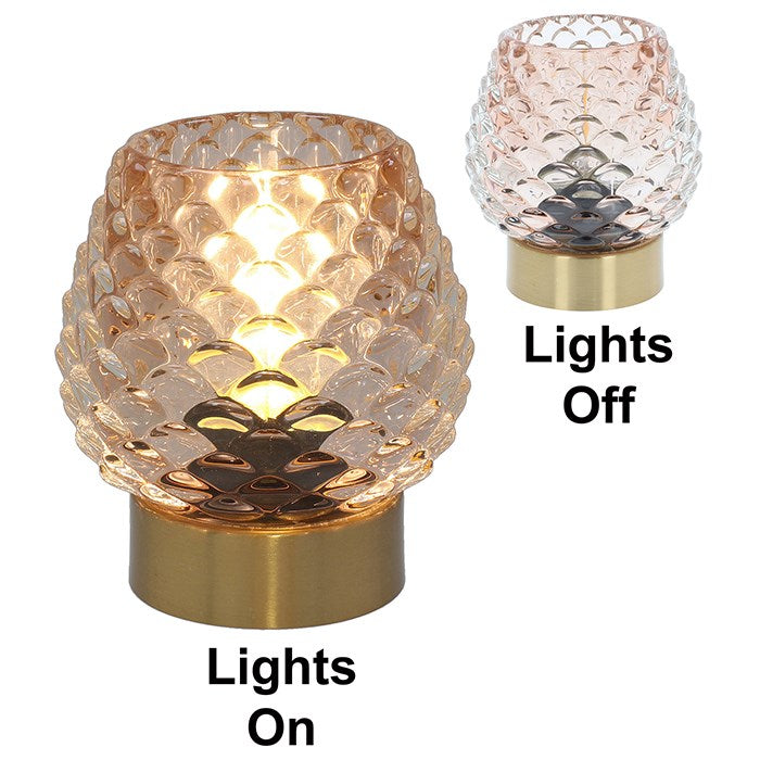 Luxe Pink Pinecone LED Glass Lamp