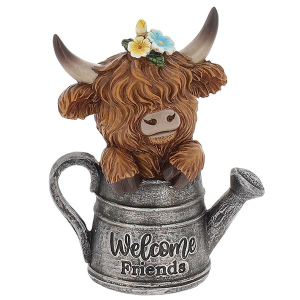 Small Highland Cow in Watering Can