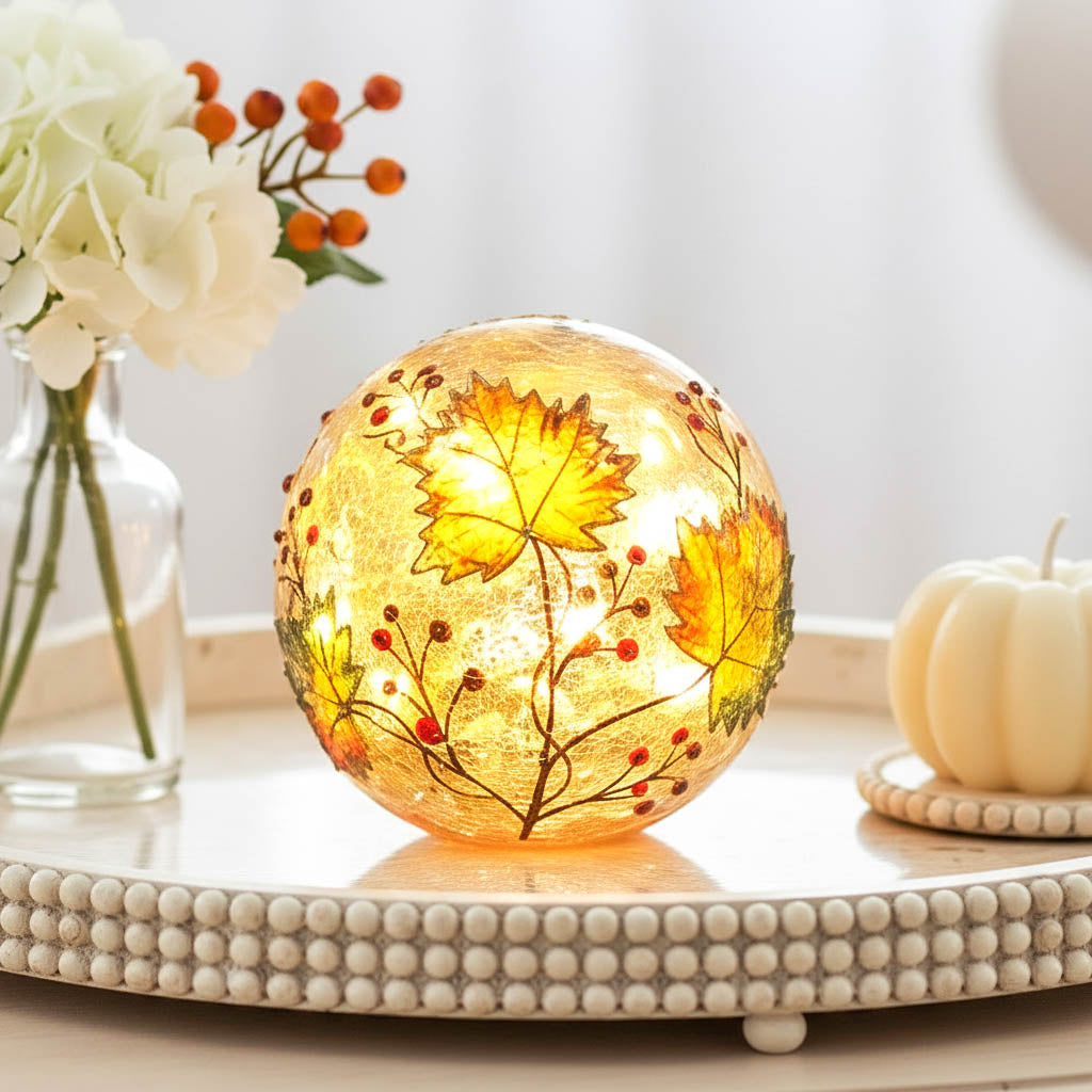 Crackle Autumn Leaves LED Ball