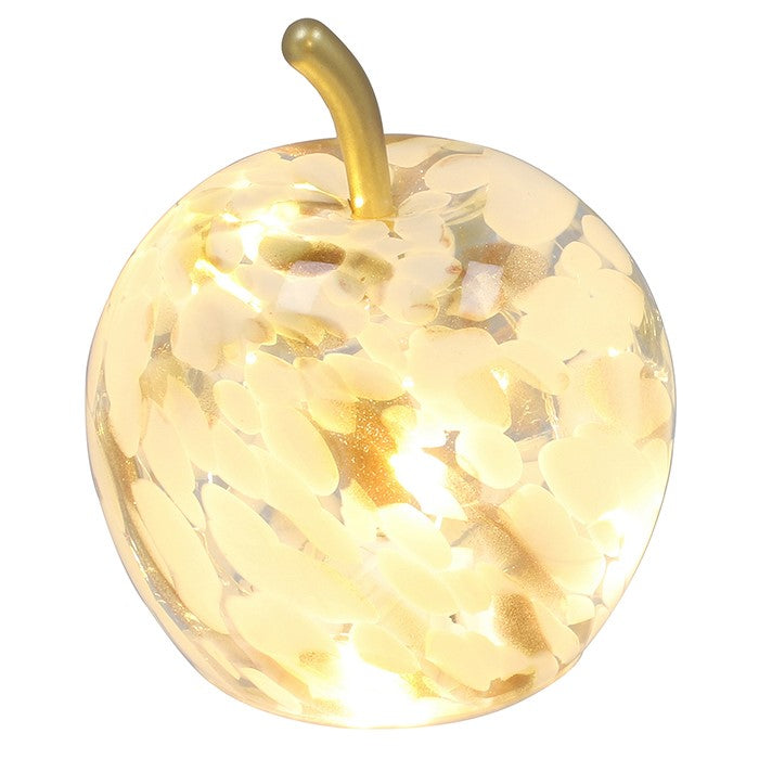 Mottle White & Amber LED Glass Apple