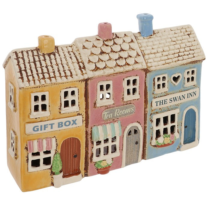 Village Pottery Row of Shops Tealight Cottage