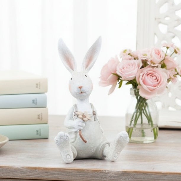 Sitting Rabbit Holding Flower