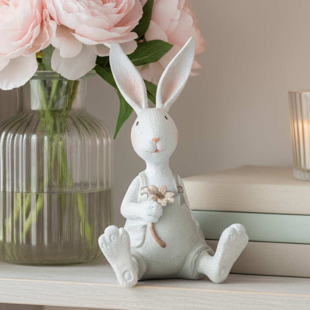 Sitting Rabbit Holding Flower