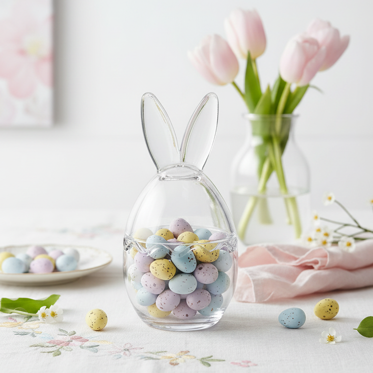 Bunny Ears Glass Lidded Pot