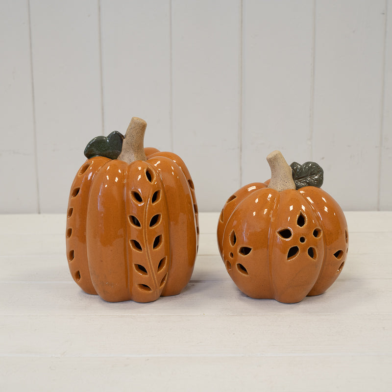 Orange LED Pumpkin with Open Pattern Detail