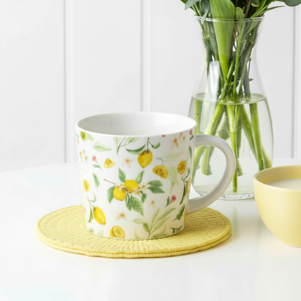 Lemon Print Stoneware Mug