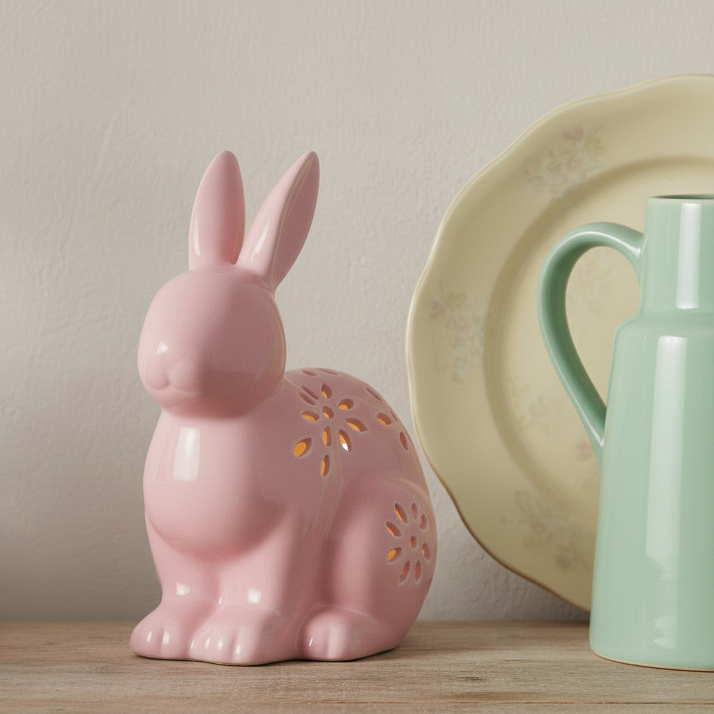 Pink Ceramic LED Rabbit