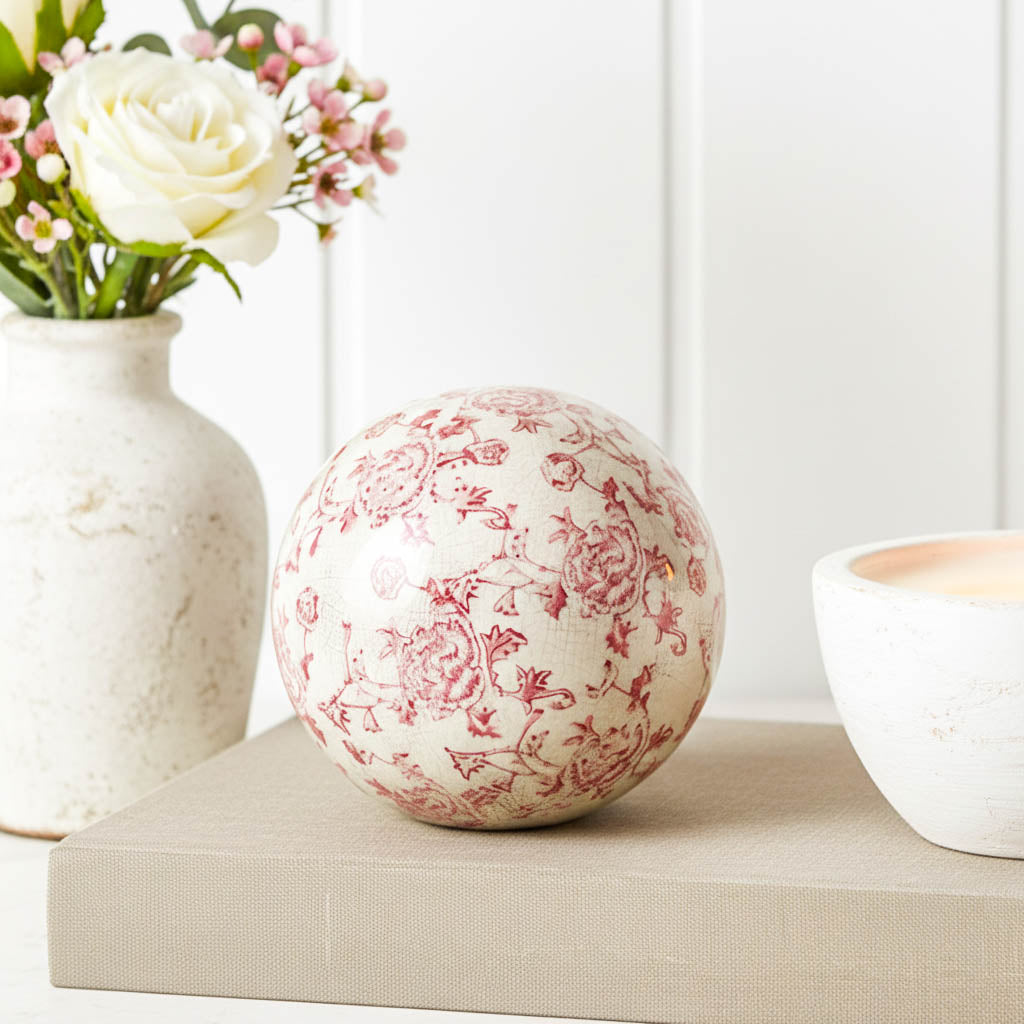 Vintage Pink Crackle Effect Ball