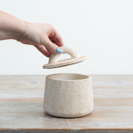 Small Cement Pot wth Lid