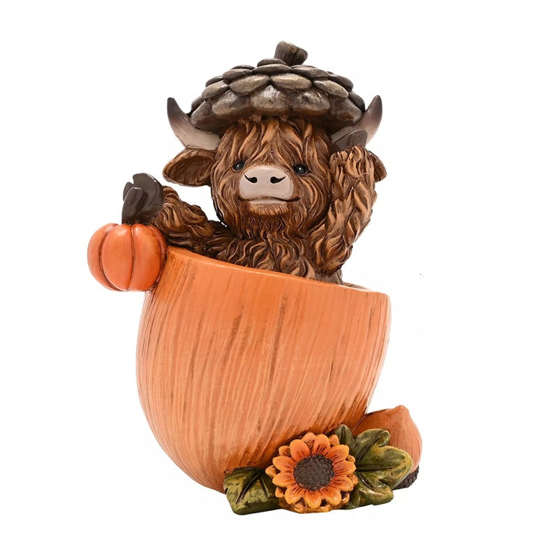 BACK OCT Highland Cow In Pumpkin or Acorn