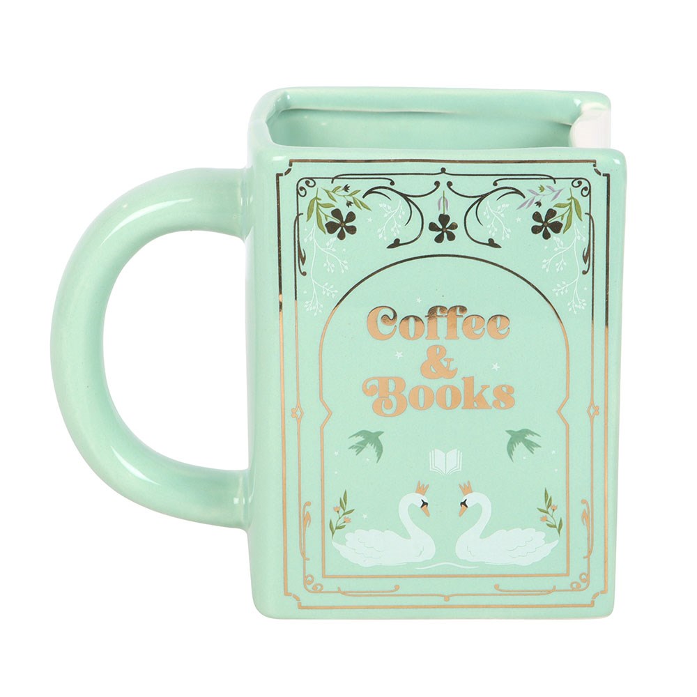 Coffee & Books Green Book Shaped Mug