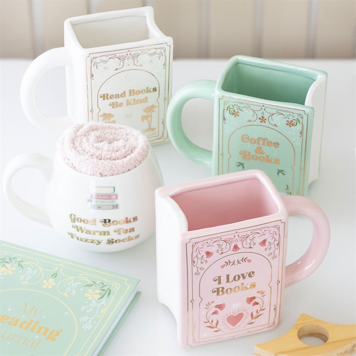 Coffee & Books Green Book Shaped Mug