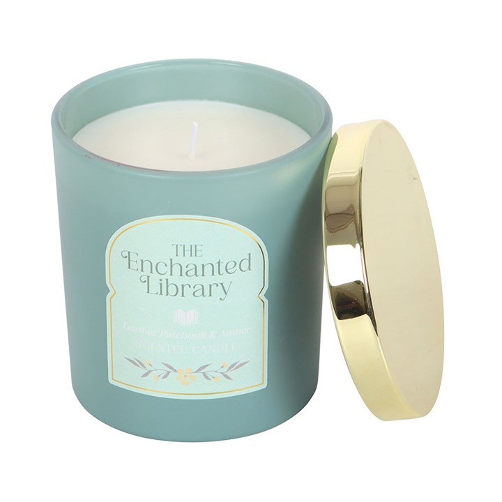 The Enchanted Library Leather Patchouli & Amber Scented Candle
