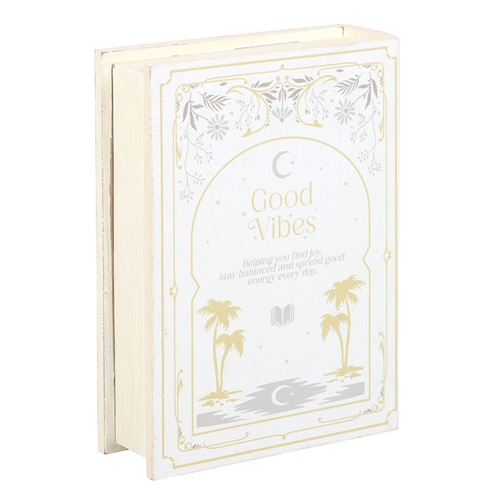 Good Vibes White Book Shaped Storage Box