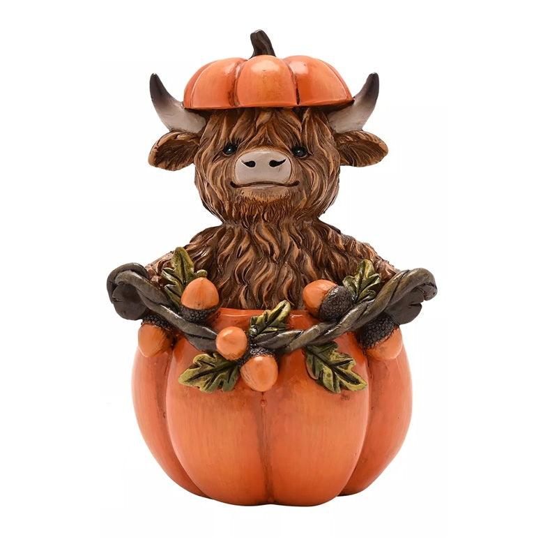 BACK OCT Highland Cow In Pumpkin or Acorn
