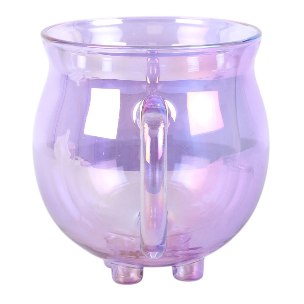 Purple Double Walled Glass Cauldron Mug & Spoon