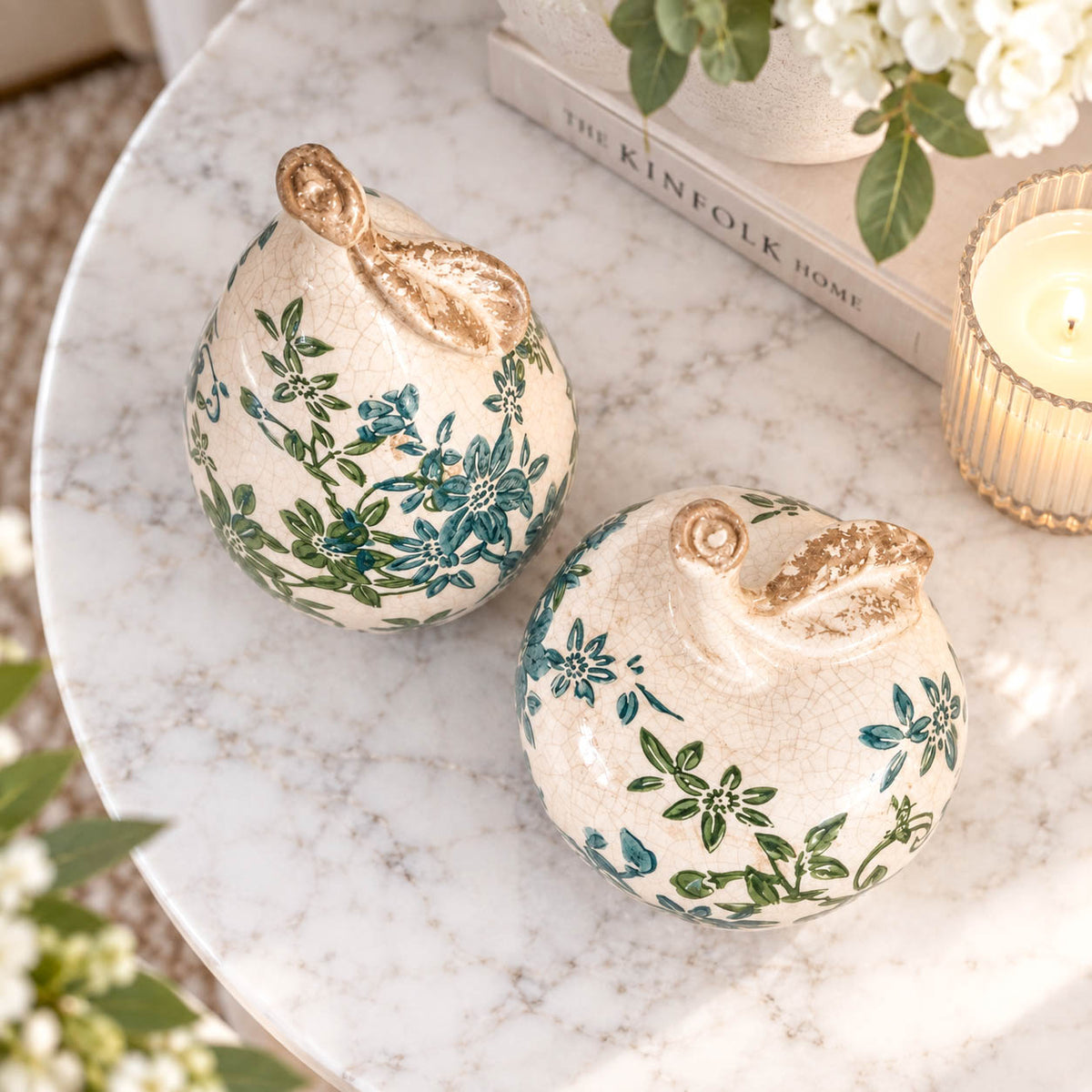 Green & Blue Vintage Stoneware Apple