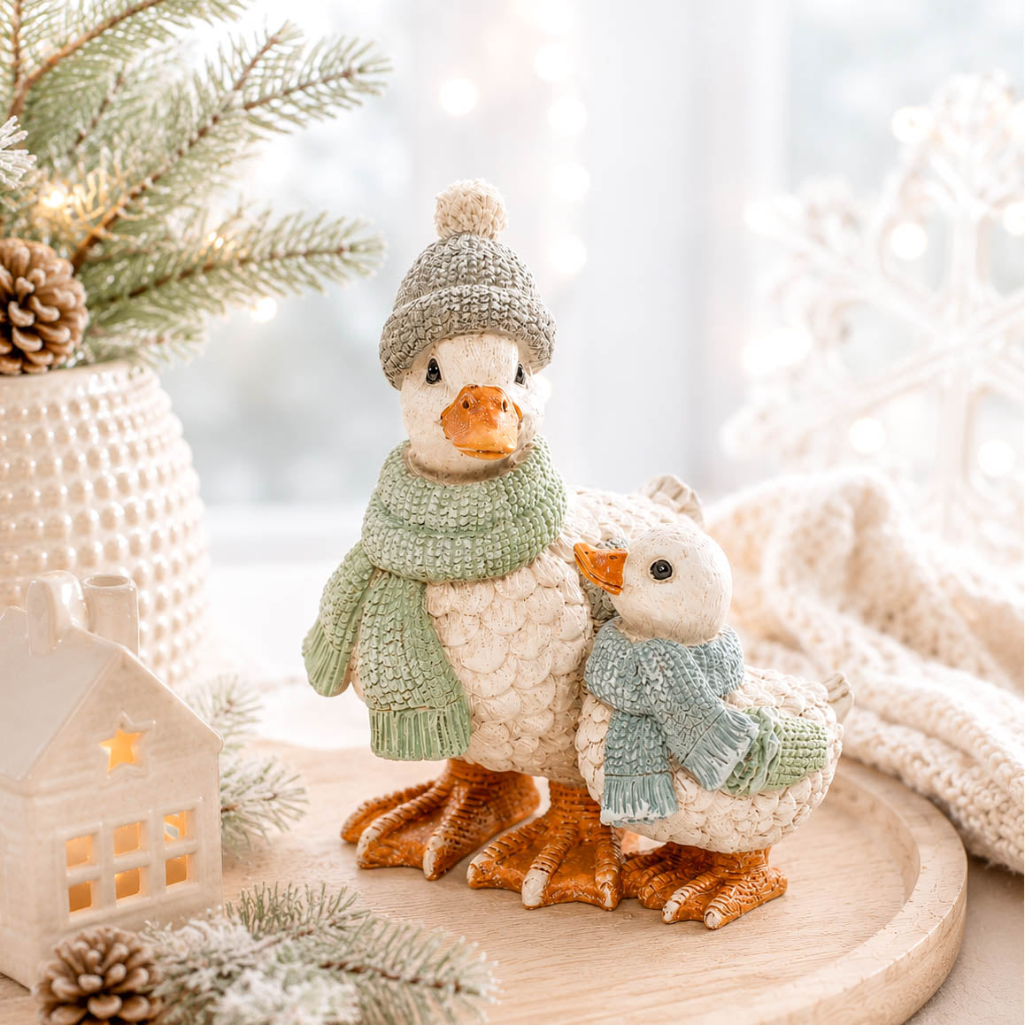 Mum & Baby Winter Duck Ornament