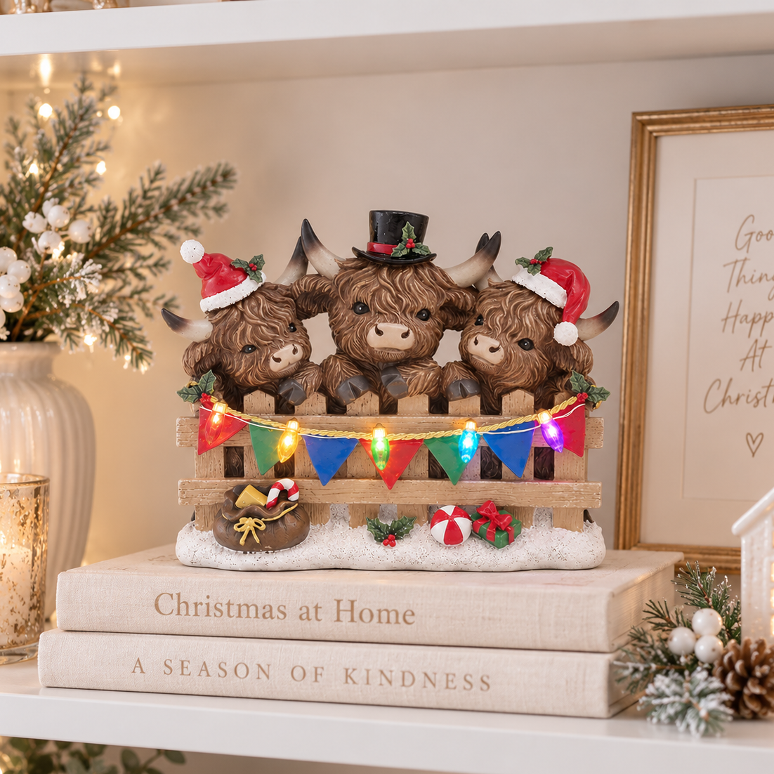 Christmas Highland Cow Trio LED Ornament