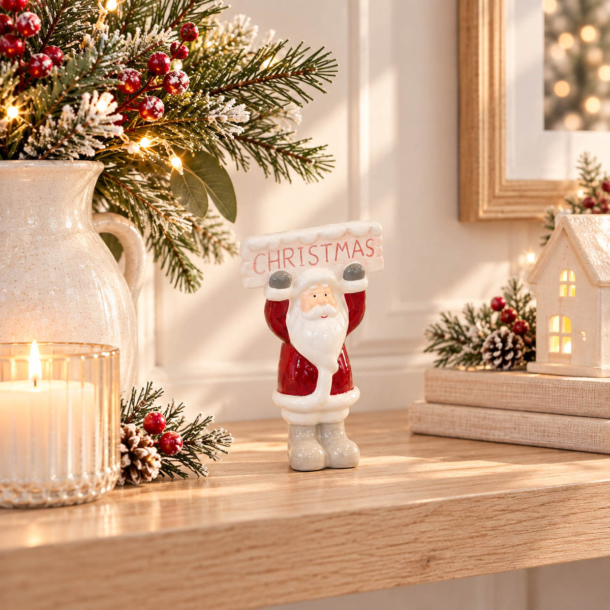 Santa with Christmas Sign