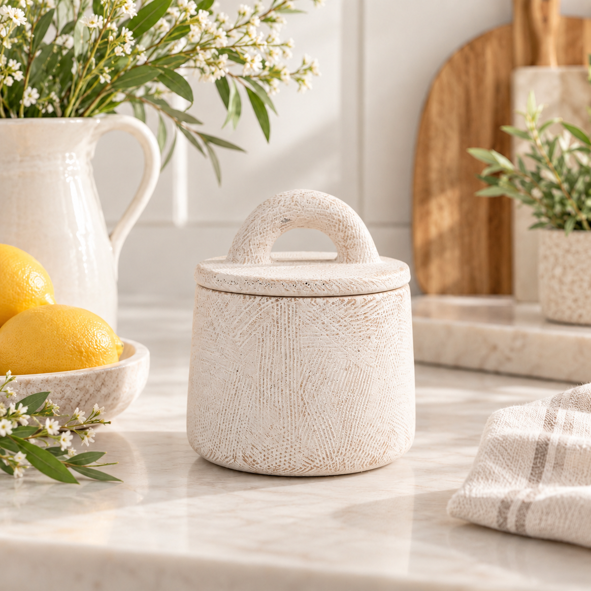 Small Cement Pot wth Lid