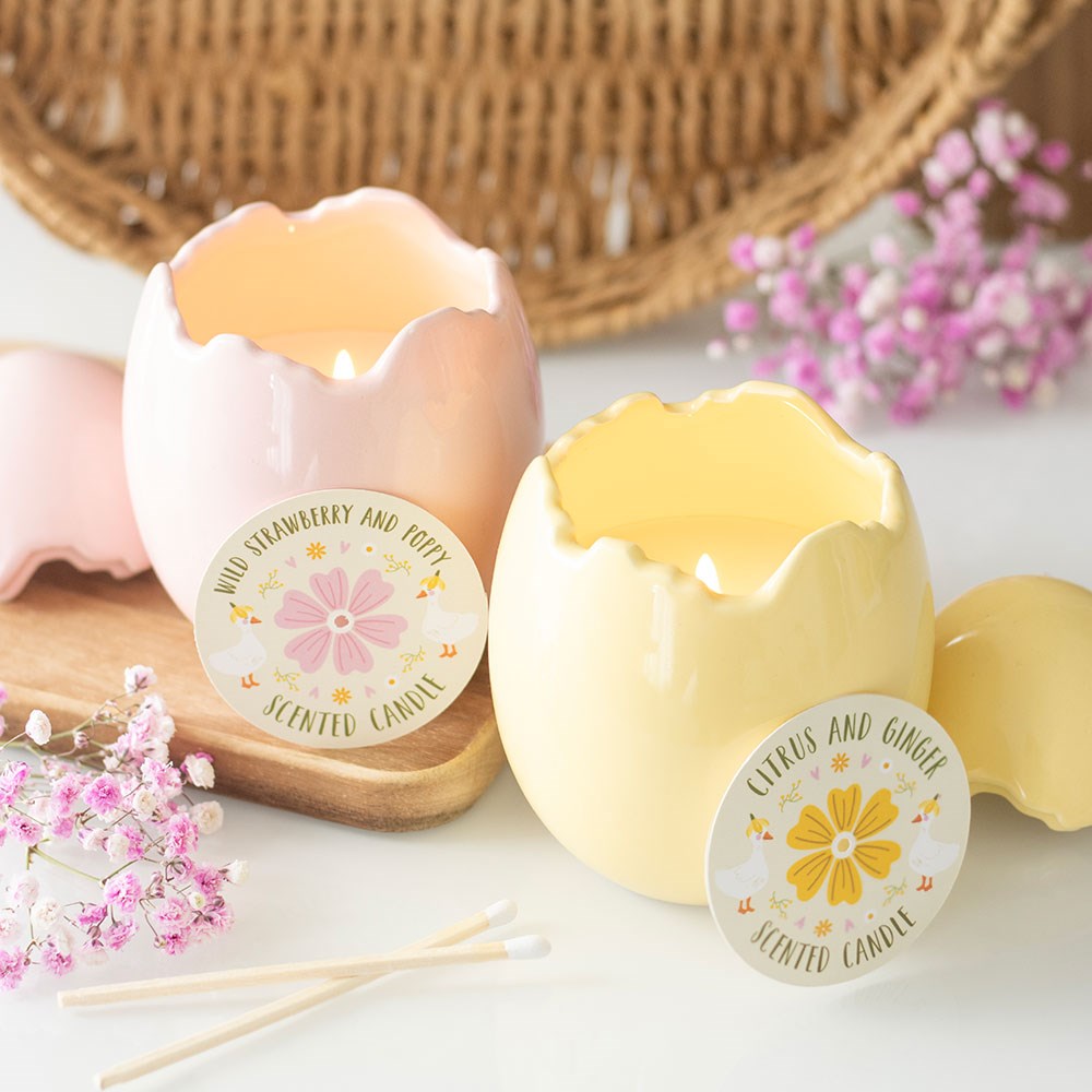 Wild Strawberry & Poppy Pink Egg Shaped Candle