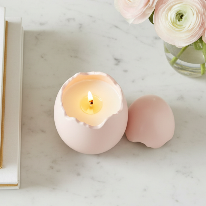 Wild Strawberry & Poppy Pink Egg Shaped Candle