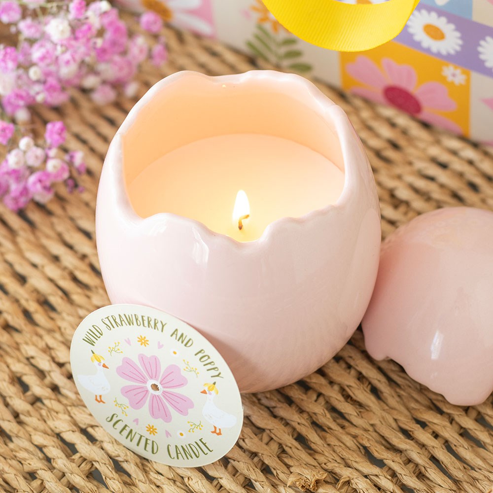 Wild Strawberry & Poppy Pink Egg Shaped Candle