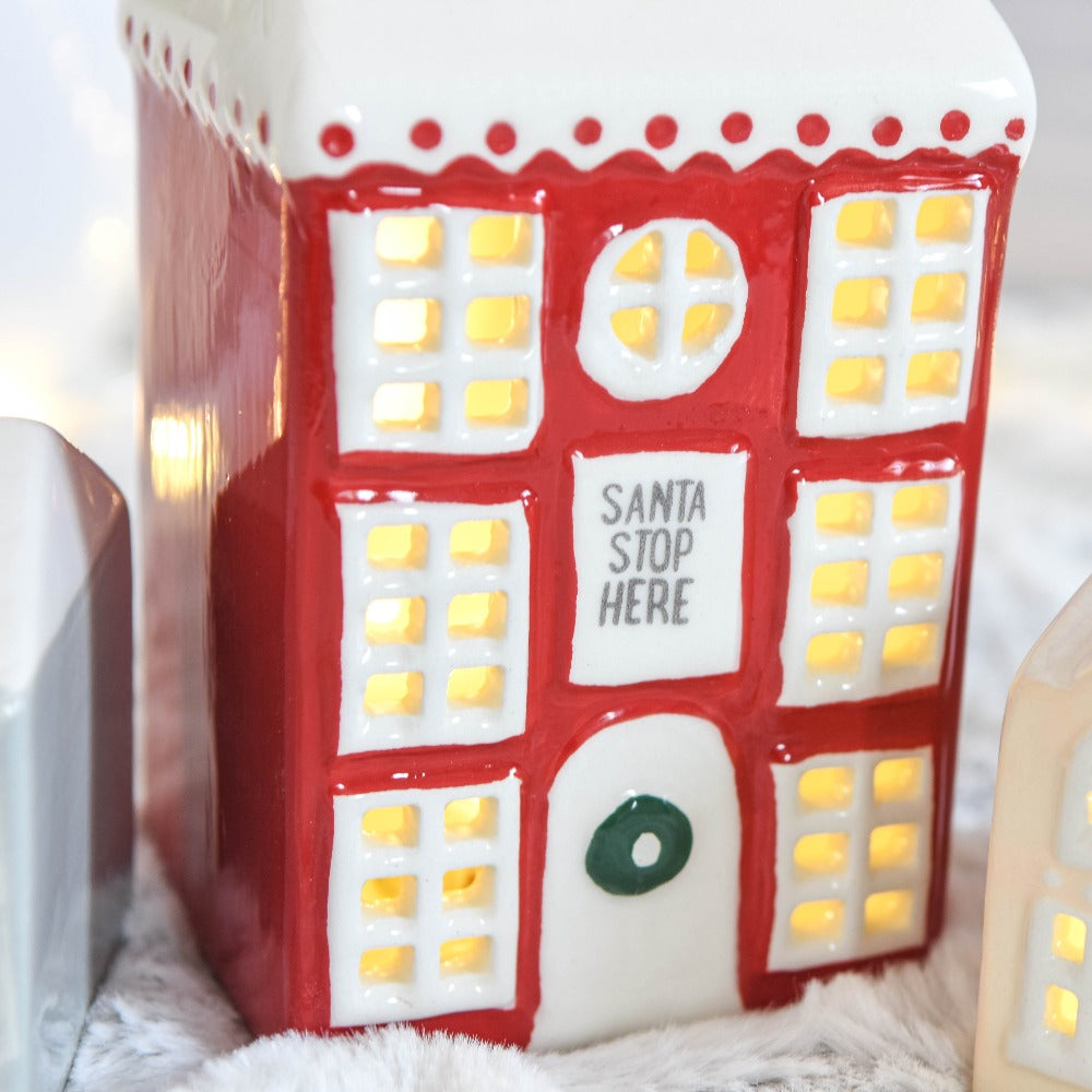 Light Up LED Christmas Houses Set of 3