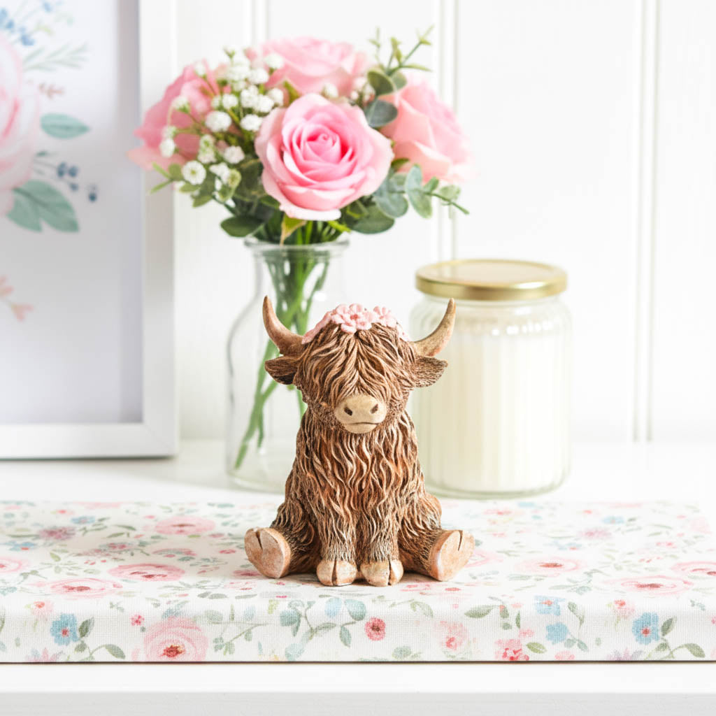 Flower Girl Happy Highland Cow