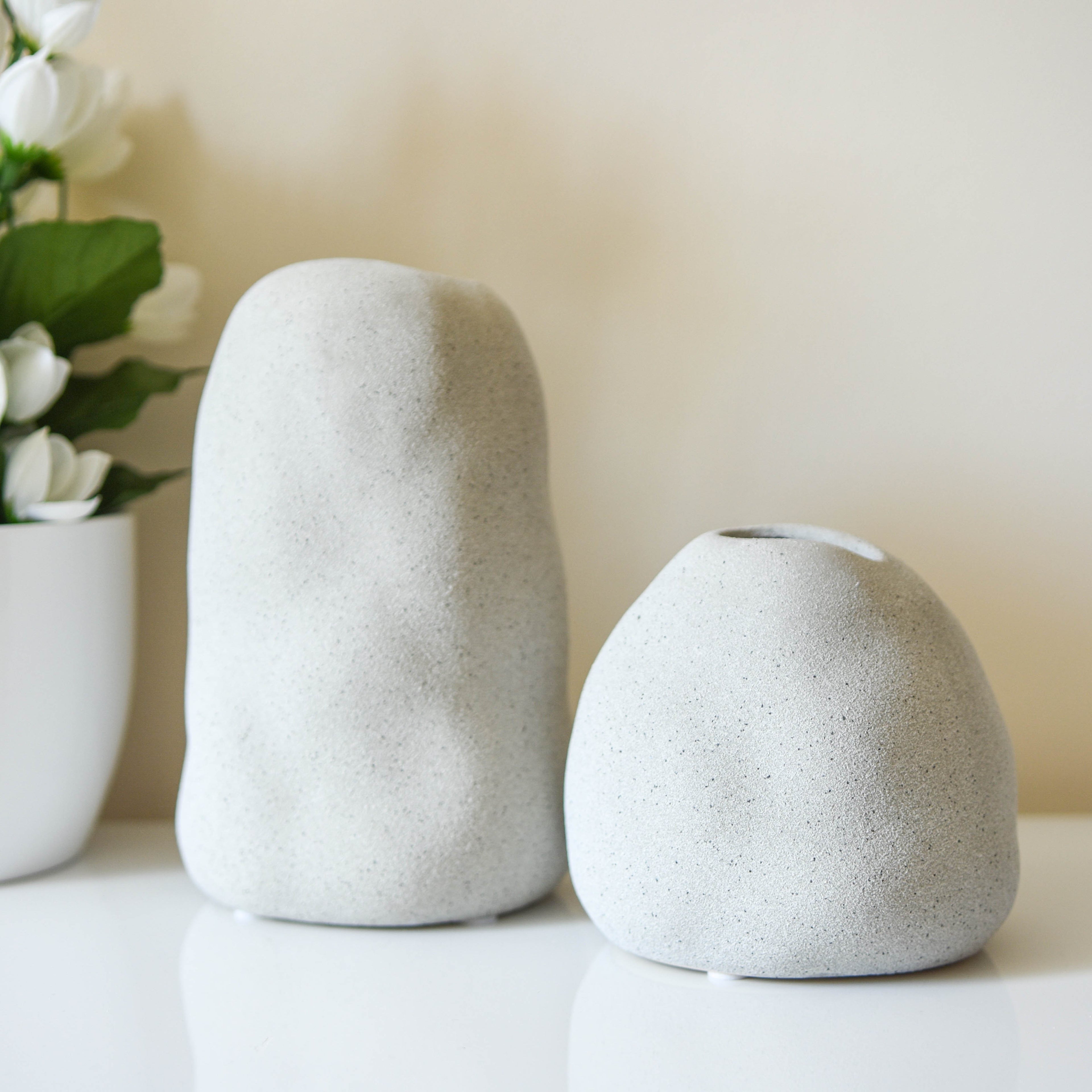 Small Grey Organic Textured Stoneware Vase