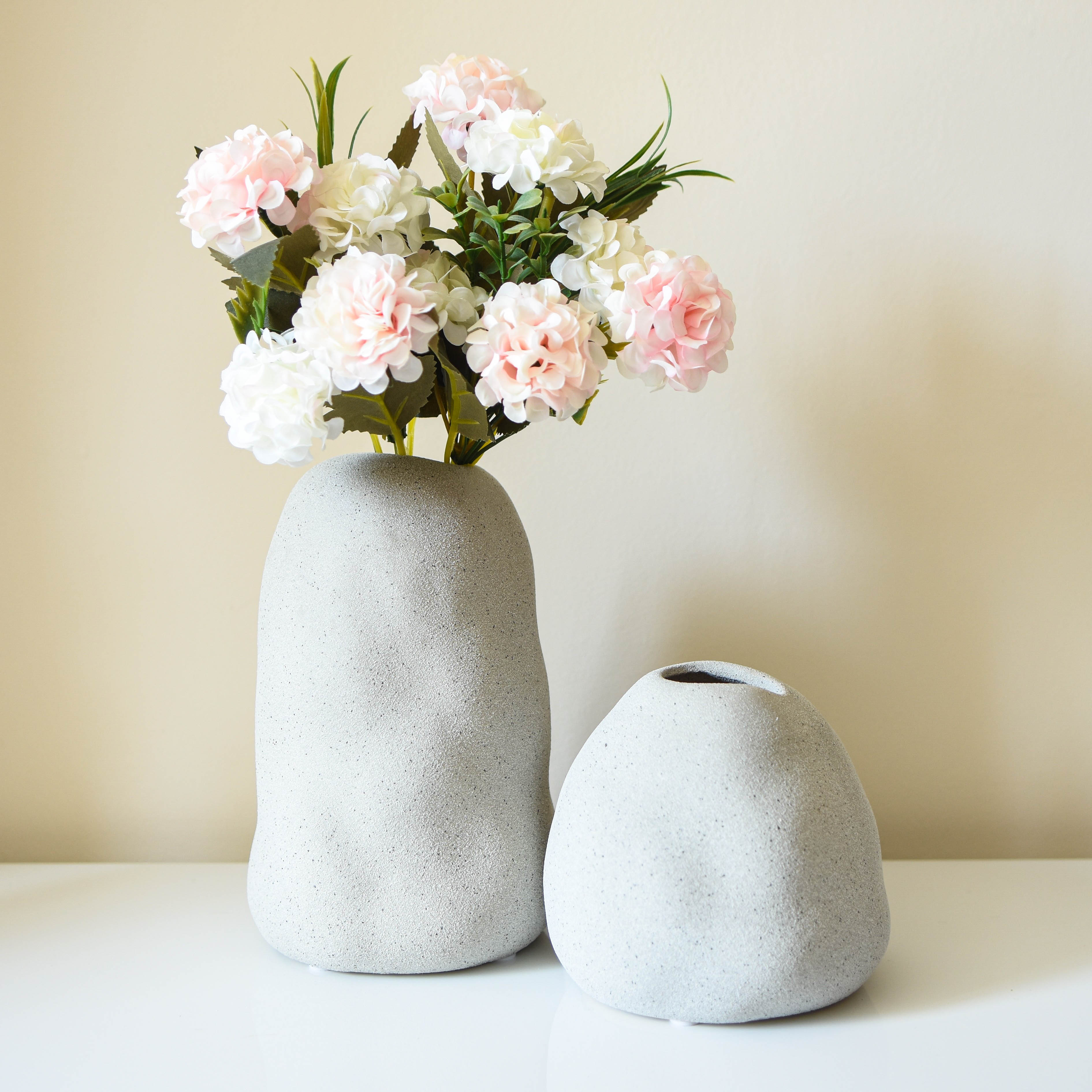Small Grey Organic Textured Stoneware Vase