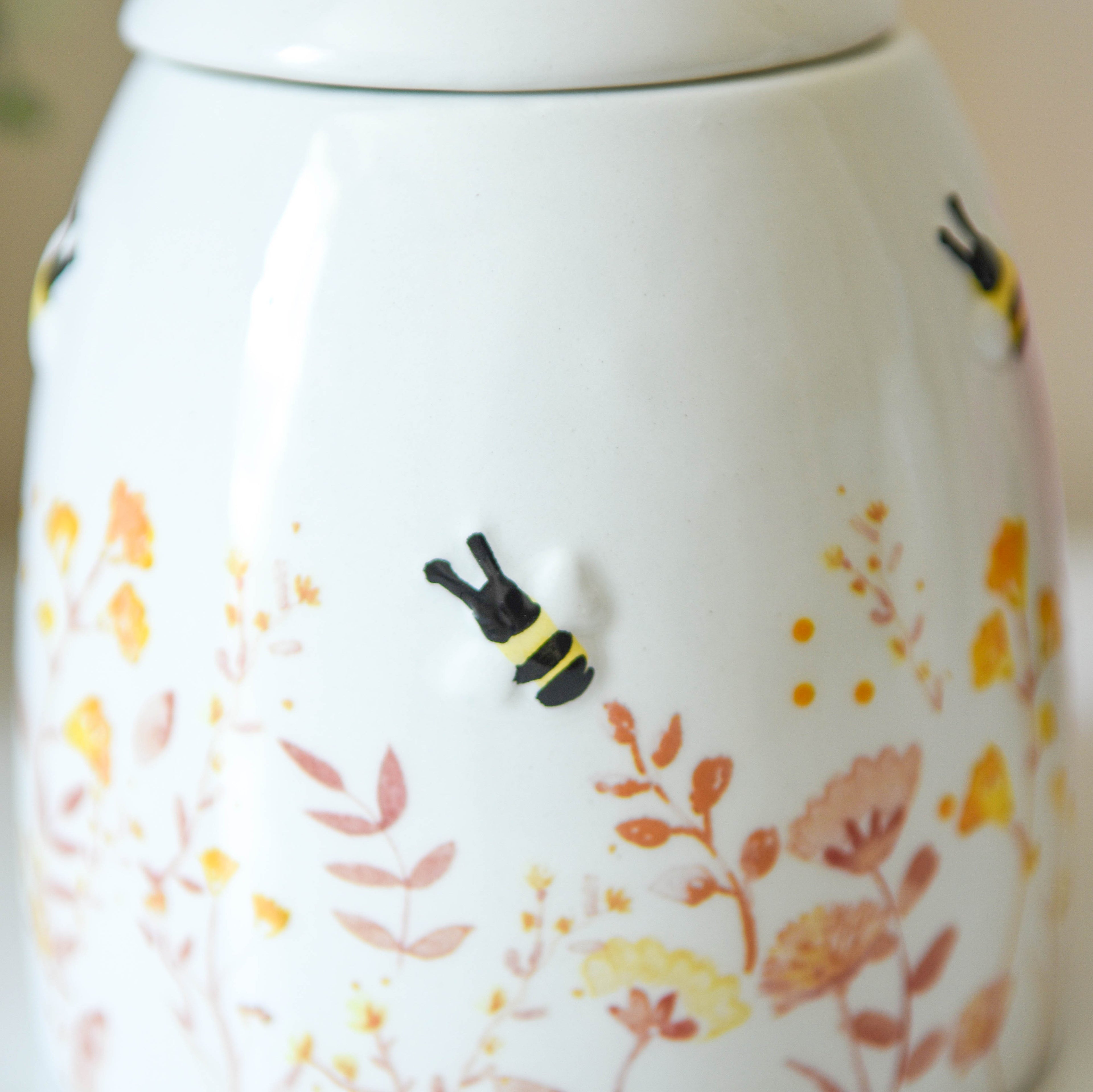 Pink Floral Bee Storage Pot