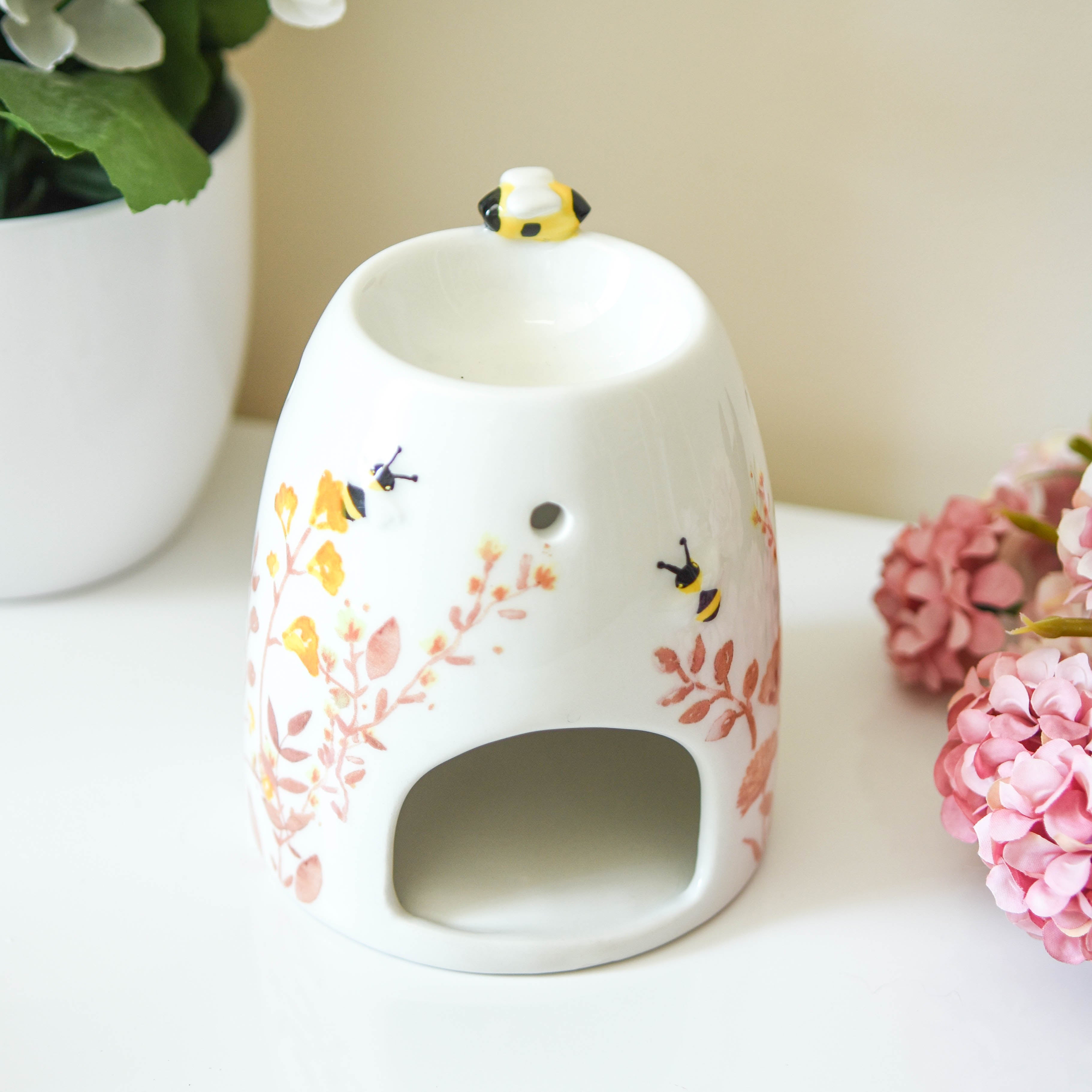 Pink Floral Bee Wax & Oil Warmer