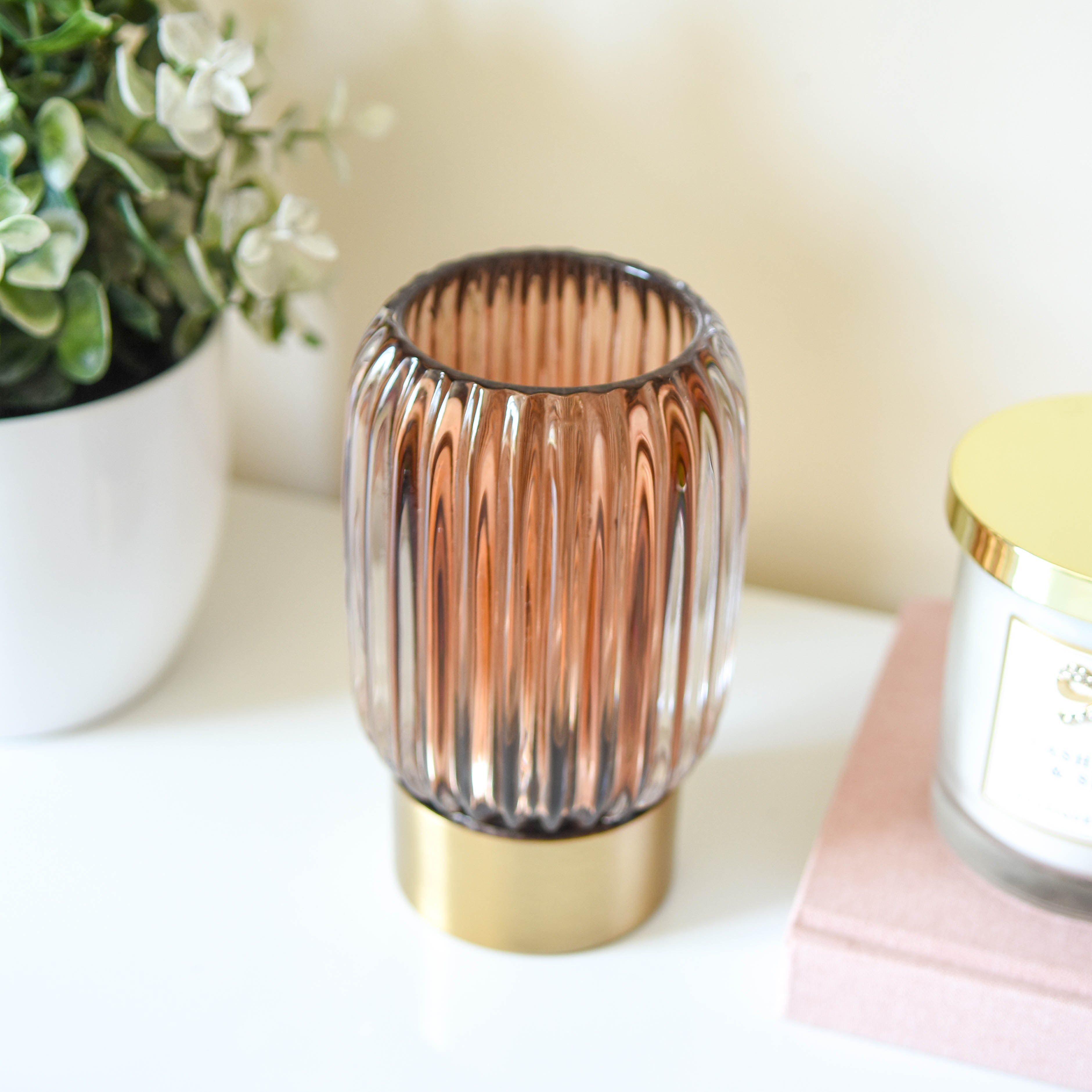 BACK JULY Luxe Bronze Lines LED Glass Lamp