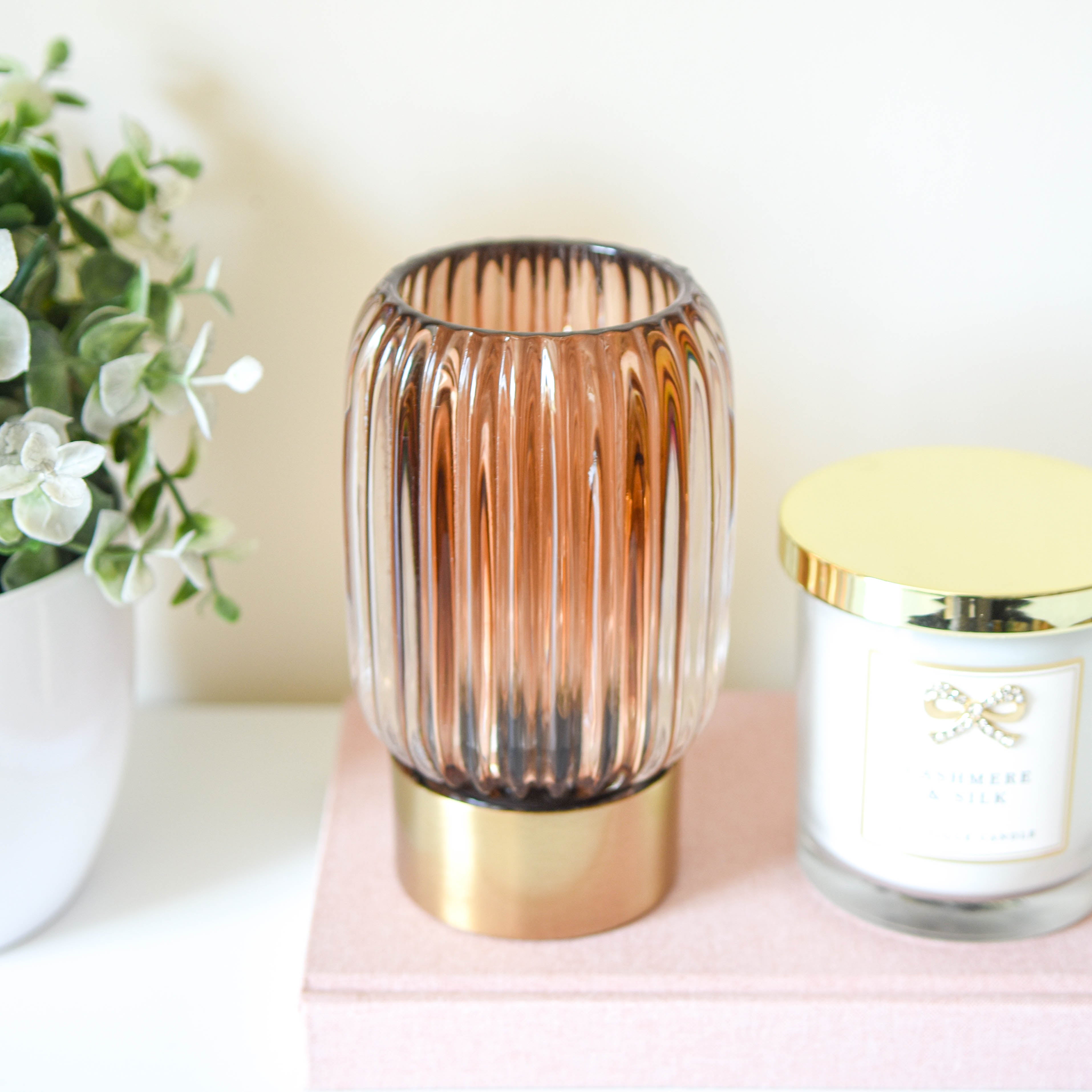 BACK JULY Luxe Bronze Lines LED Glass Lamp